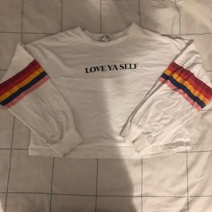 F21 Love Ya Self Rainbow Striped Shirt